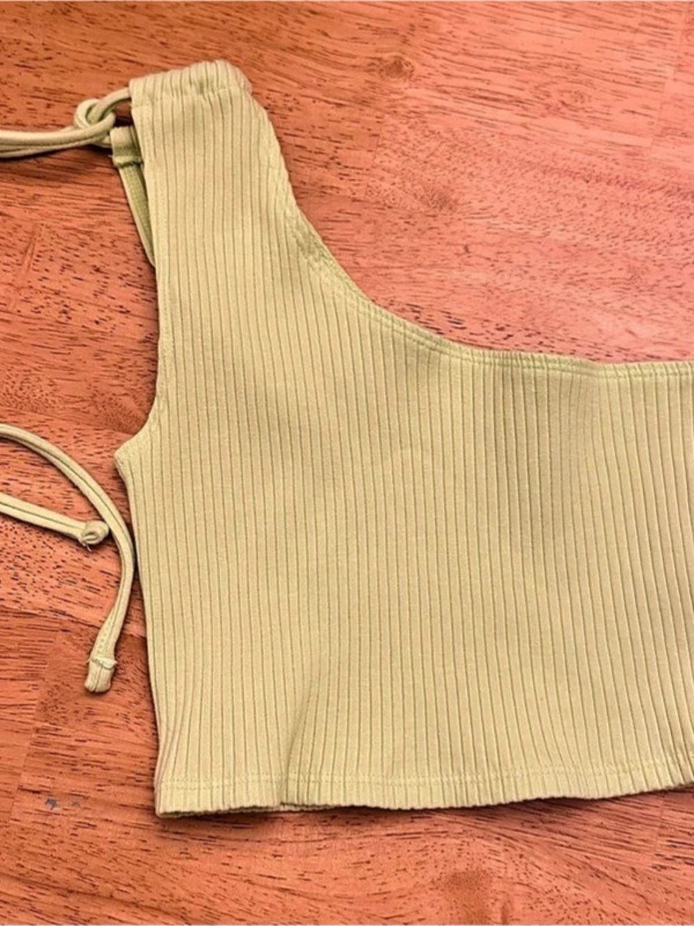 Aerie Ribbed One-Shoulder Crop Top in green Like New